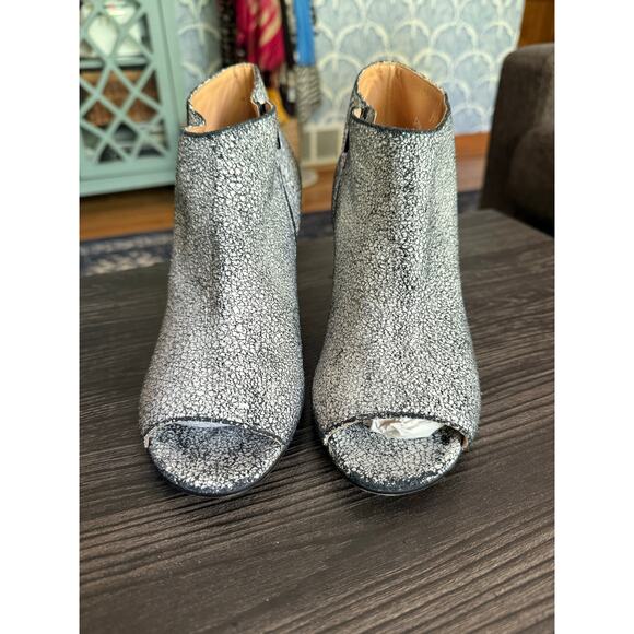 Maison Margiela Crackle Leather Suede Peep Toe Ankle Bootie Women Sz 8.5